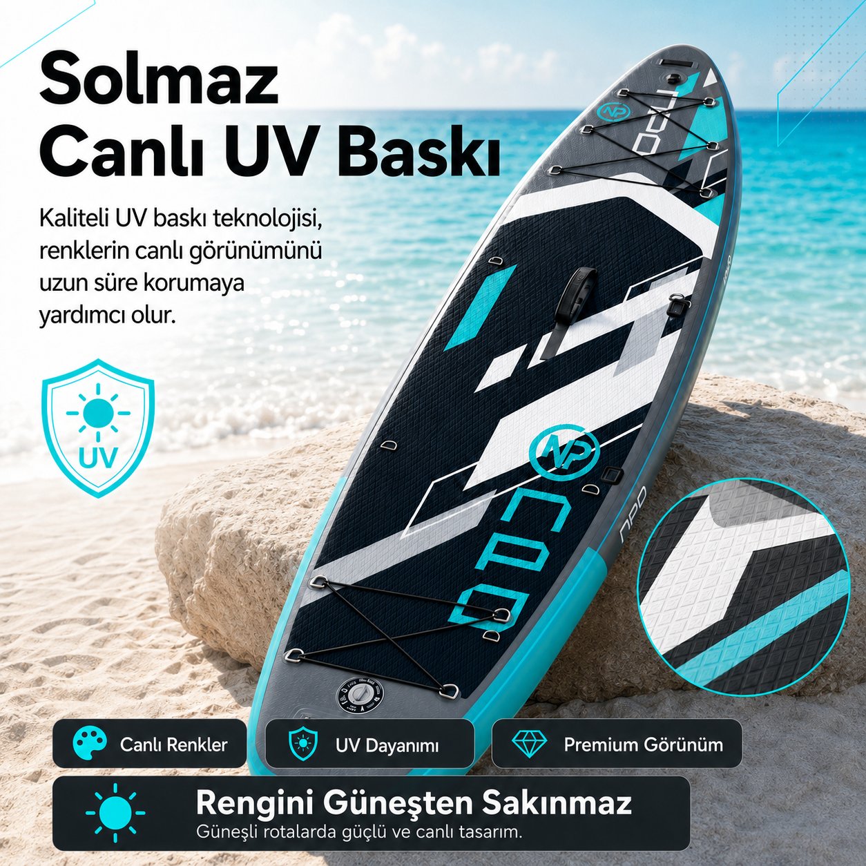 NPO Aqua Gray 350x84x15cm Şişme Military SUP Paddle Board… 6