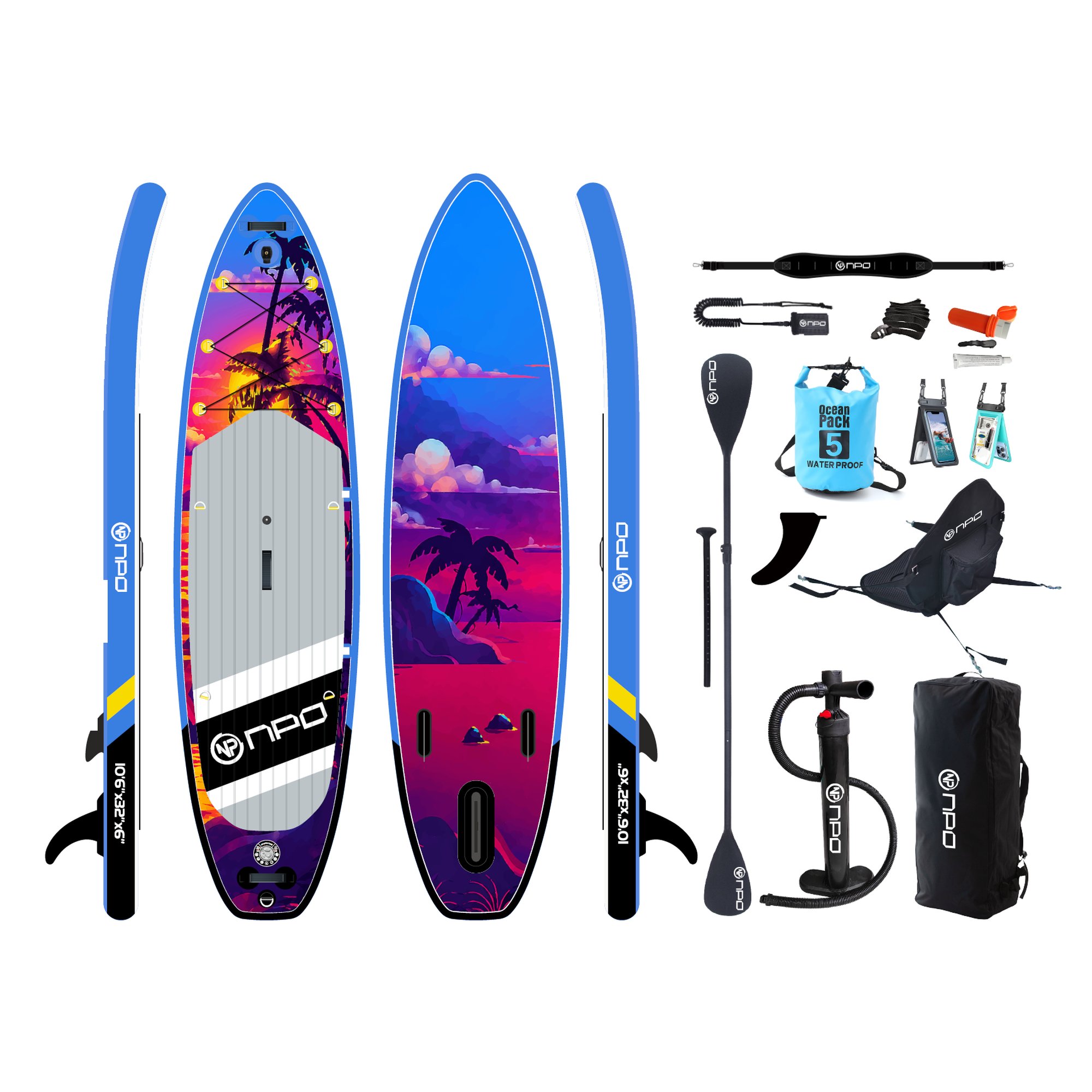 NPO Sunset Palm 320x81x15cm Şişme Premium SUP Paddle Board 148kg
