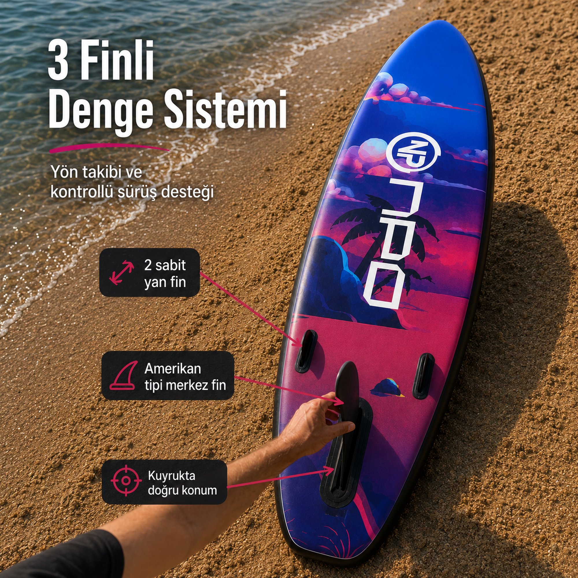 NPO Sunset Palm 320x81x15cm Şişme Premium SUP Paddle Board… 3